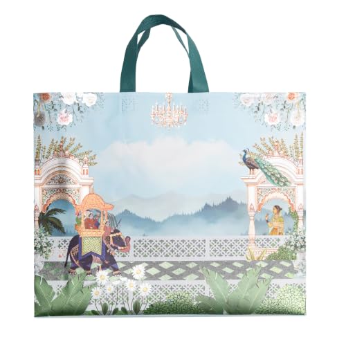 Image of Lavya Wedding Special Return Gift Bags (Royal Wedding Heritage, Pack of 10) | Large Size (15x12.5x4 in) | Reusable Non-Woven Metallic Laminated Matt Finish | Ideal for Gifting Sarees, Sweets & Dry Fruits
