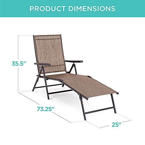 Best Choice Products SKY4931 Set Of 2 Outdoor Patio Chaise Lounge Chair Adjustable Reclining Folding Pool Lounger thumb #2