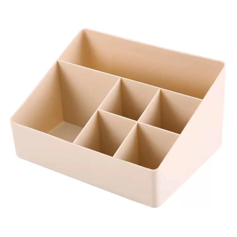 Organiseur de table de chevet crème avec boîte de présentation 6 cases