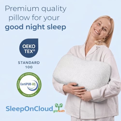 Image of Grin Health Luxury Contour Memory Foam Pillow, Side Sleeper Pillow - Soft Ergonomic SleepOnCloud Memory Foam Pillows for Sleeping for Neck Pain Relief, Shoulder, Neck Support