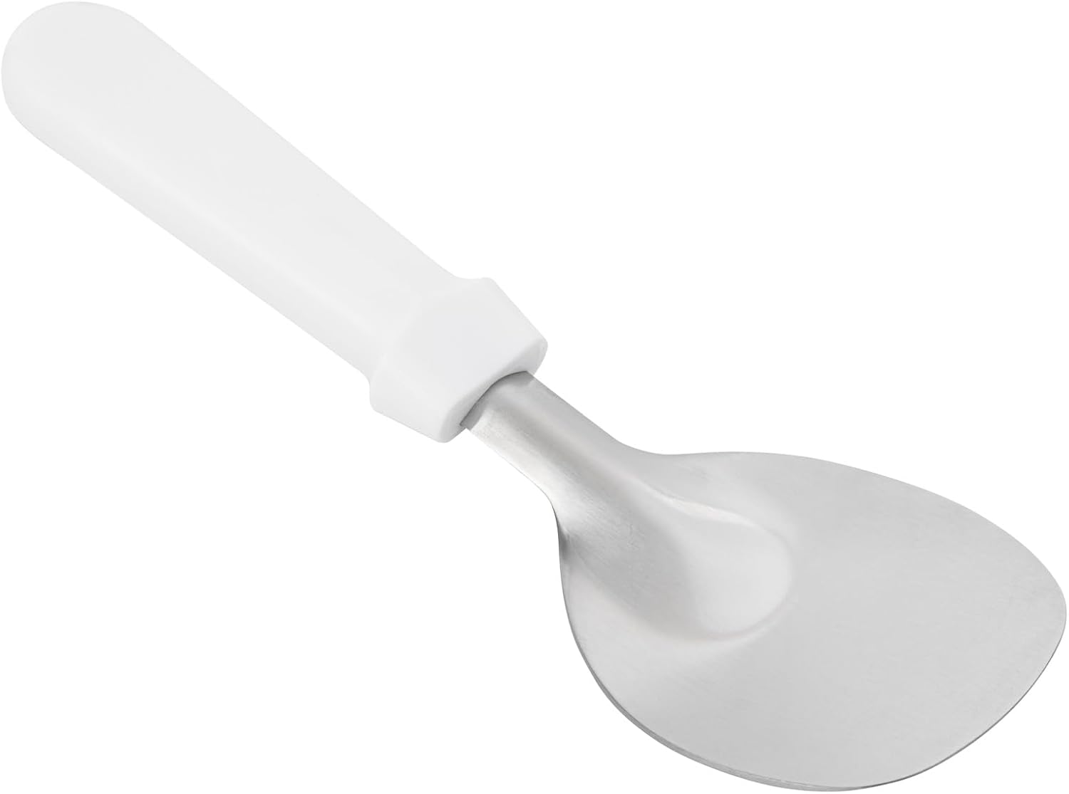 Restaurantware Ice Cream Spade 40 Pack of 9.8 x 2.9 x 1.1 Inches Gelato Spade Stainless Steel Ergonomic Dessert Scoop White Handle Sliver Finish Professional Use