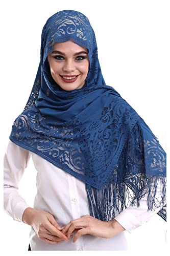 ihvan online Shawl for Women, Soft Tulle Head Scarves Hijab, Head Covering Chapel Veil Lace Shawl for Wedding Bridesmaids3