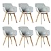 Produktbild DORAFAIR 6er Set Sessel Skandinavisch Wohnzimmerstuhl Modern Esszimmerstühle mit solide Buchenholz Bein, Retro Design Stuhl für Büro Lounge Küche, Grau