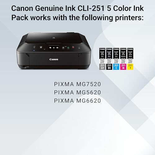 Canon CLI-251 Genuine 5 Color Value Pack, Compatible with MG7520, MG5620, and MG6620 Printers - image 6