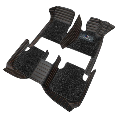 Image of Autofurnish Premium 9D Car Mat Full Set for Mahindra XUV 3XO (Automatic) 2024 || Luxury Leather Dual-Stitch Full Set 9D Car Floor Mat || 100% Waterproof || Color : Black Tan