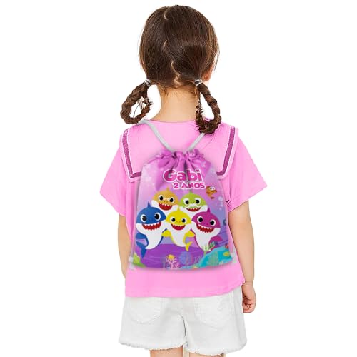 Mochilinha Bag Infantil Personalizado com Nome e Idade Fundo do Mar Tubarão Rosa (Mochilinha 20x30, Unidades, 01)