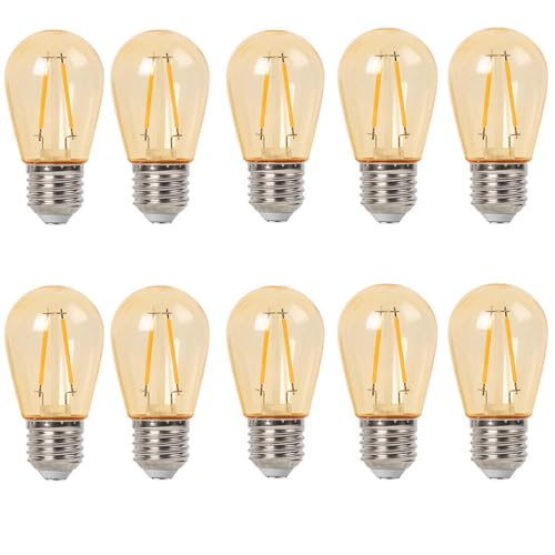 Lampadina S14 realizzata in plastica trasparente, design infrangibile e impermeabile, adatta per stringhe luminose per esterni con attacco E27.