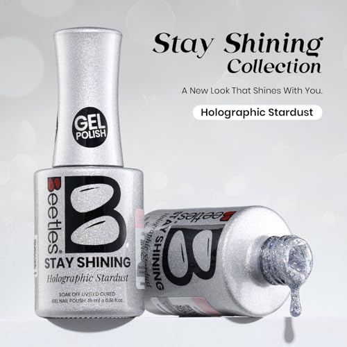 Image of Beetles Glitter Gel Nail Polish - 15ml Stay Shining Holographic Stardust Gel Polish Diamond-Shine Silver Nail Art Uv Led Home Salon Long-Lasting Soak-Off Holographic Glitter Gel Gift for Women