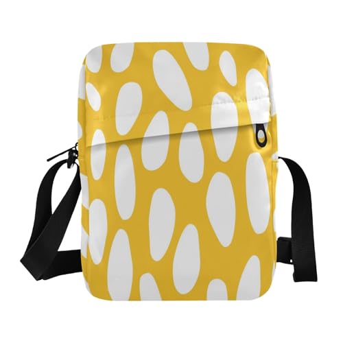 messenger bag crossbody crossbody bag Womens Cross Body Purse Adjustable Strap for Travel Travel- White Spots Yellow