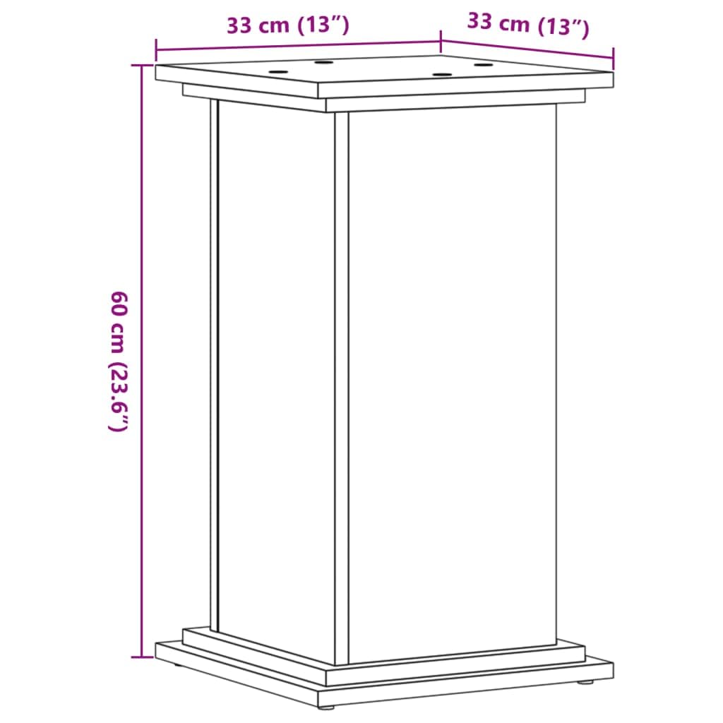 Supporto per piante in rovere Sonoma, 33 x 33 x 60 cm, colonna per fiori in legno, sgabello stabile per vasi di fiori, moderno sgabello per fiori per piante e decorazione per interni