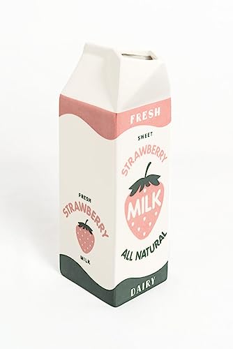Milk Carton Vase – Ceramic – Vintage Inspired Kawai Style Strawberry Kitchen Decor – Hand Painted By Bien Beau – #TOP15