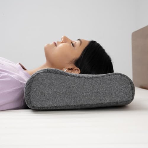 Image of Wakefit Shape-Sensing Contour Pillow | Memory Foam with Shape-Adaptive Support | Neck & Shoulder Pain Relief | Dark Grey | 19.5 x 11.5 x 4 inch | Set of 1