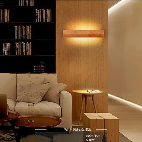 Luz cálida LED de pared en madera de rayas nórdicas para espejo 3