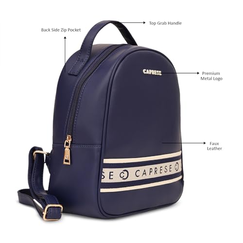 Image of Caprese Trinity Fashion Backpack Medium Navy Solid Women's Bag