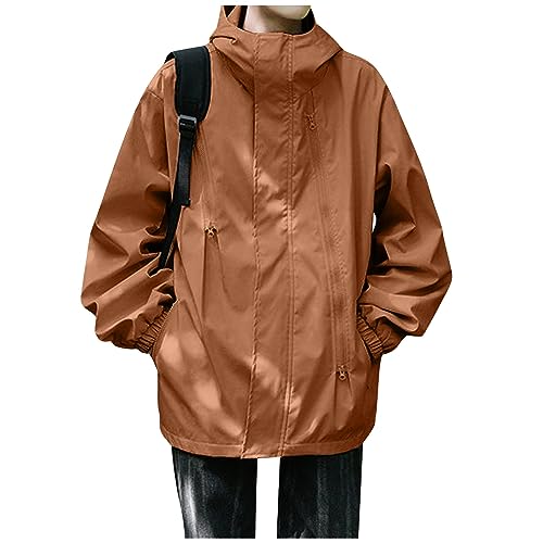 Ymosrh Men's Jacket Waterproof Rain Lightweight Hooded Shell for Travel Hiking Golf Raincoats with Hood, M-5XL