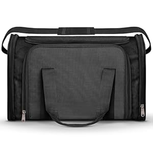 Airline Approved Medium Pet Carrier for Cats & Dogs – Foldable Dog Bag with Soft Mat, Breathable Mesh Windows, Travel-Ready Cat Carrier (Up to 15 lbs, Black)
