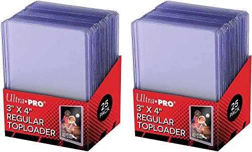 Ultra Pro Clear Regular Toploader 3' x 4' 25-Count per Pack (2-Packs)