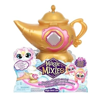 Magic Mixies Magic Genie Lamp with Interactive 8 Pink Plush Toy and 60+ Sounds & Reactions. Unlock a Magic Ring and Reveal a Pink Genie from The Real Misting Lamp. Gifts for Kids, Ages 5+