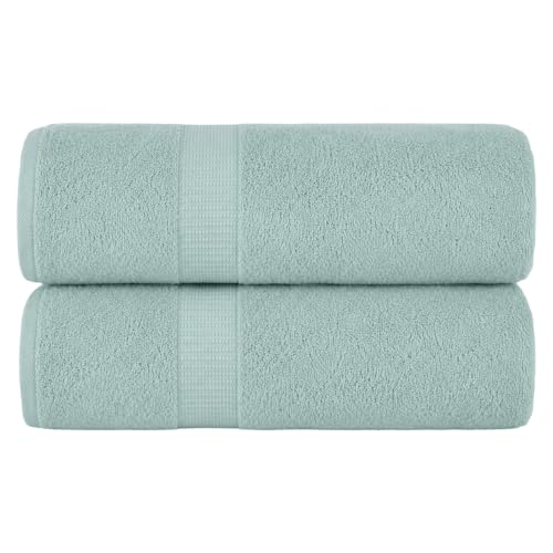 SALBAKOS 2-Piece 100% Turkish Cotton Bath Towels, X-Large 35x70 in, Seafoam