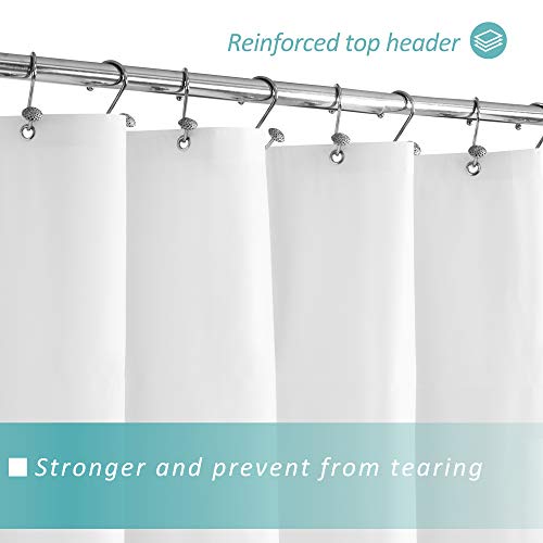 Image of Mrs Awesome Extra Long Shower Curtain Liner with 3 Magnets, Long White PEVA Plastic Shower Curtain for Bathroom Waterproof, 72 x 84, White