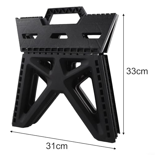 Taburete plegable de plástico ligero con alta capacidad de carga, certificado según EN14183, con asiento hexagonal para mayor comodidad y estabilidad, fácil de transportar con asa (negro) - imagen 8