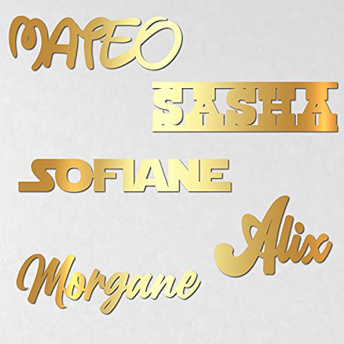 Prénom Pour Porte De Chambre D'Enfant Personnalisable - Nom D'Enfant À Personnaliser - Plaque PVC Avec Lettres Découpées - 17 couleurs disponibles (Or Brillant)