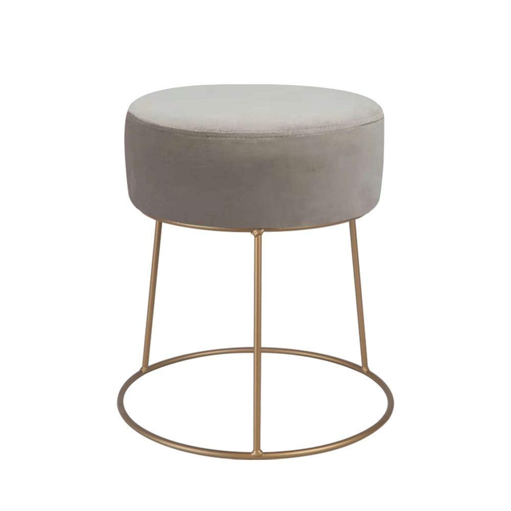 Taburete de hierro forjado gris claro para maquillaje y hogar