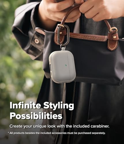 Image of Ringke Onyx Magnetic for Airpods Pro 3 Case with Carabiner [Compatible with MagSafe] Non-Slip Anti-Fingerprint Textured, Shockproof Protective Cover - Warm Gray