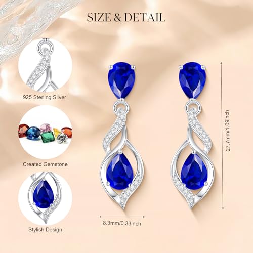 FANCIME Gift for Women Birthstone Earrings for Her Teardrop Birthstone Earrings S925 Sterling Silver infinity Love Birthday Gifts for Mom Women - Image 3