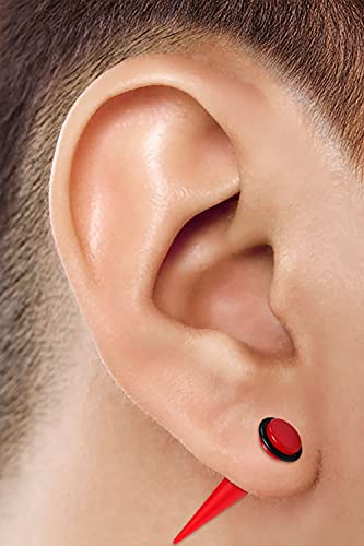 BanaVega 4PCS Acrylic Black Red 16g 1.2mm 0g 8mm Fake Taper Black O-Ring Stretcher Earring Gauge Ear Lobe Plug Piercing Jewelry 4353 - Thumbnail 4
