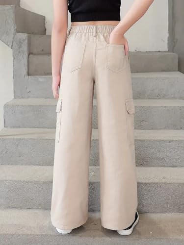 Image of ADBUCKS Stretchable High Rise Cargo Style Wide Leg Jeans for Girls II Girls Jeans