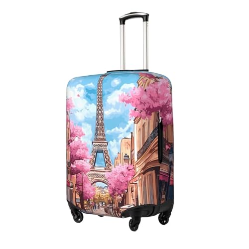 Paris Eiffel Tower Elastic Travel Luggage Cover, Washable Spandex Suitcase Protector, Anti-Scratch Fits 18-32 Inch2