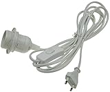 230V Stromkabel mit Schalter und Schraubfassung für den Bau von Lampen und Leuchten. Schraubring für den Einbau in Hängeleuchten, Deko Lampen.