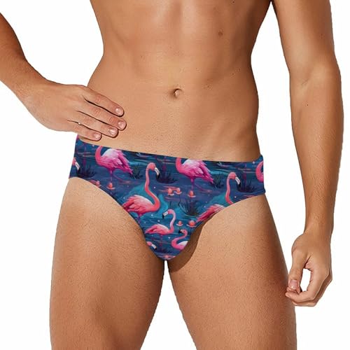 Flamingos Men's Swim Briefs Sexy Bikini Swimsuit Beach Shorts Underwear Low Waist