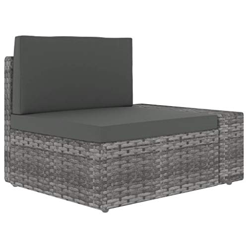 RONGQI 4-TLG. Garten-Lounge-Set, Gartenlounge, Balkon Möbel, Terrassenmöbel, Lounge Gartenmöbel Set, Loungemöbel Terrasse, Balkon Lounge, Poly Rattan Grau – Bild 7