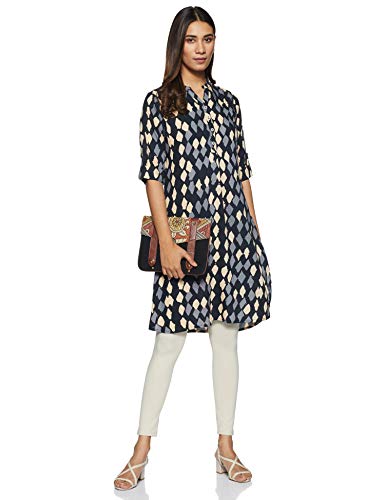 Image of global desi Womens Mandarin Neck Printed Tunic
