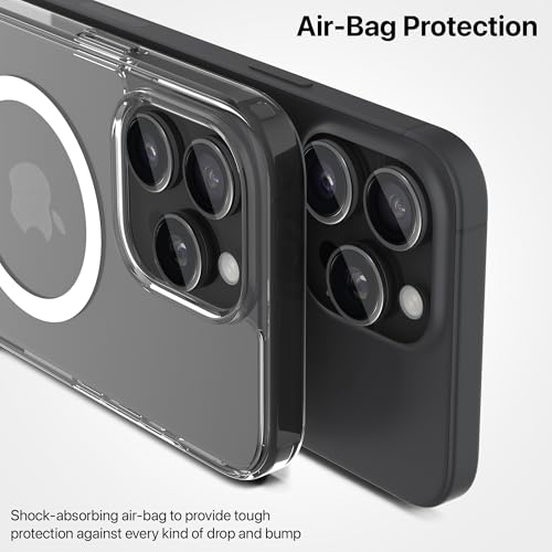 Image of eller sante Magpro-Q Back Cover Case for iPhone 16 Pro Max Scratch Resistant Camera Protector TPU Shockproof 10ft Drop Protection Support Mag-Safe Wireless Charging- Clear