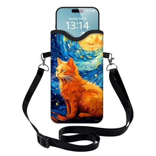 Image of Men Women Phone Sleeve Pouch Case Bag with Crossbody Strap /Neck Lanyard for iPhone 17 /16 /15 Pro Max, Air, 16 /15 Plus, 16e, Inches Gray