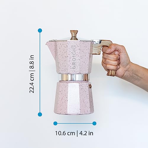 Image of GROSCHE Milano Moka pot, Stovetop Espresso maker, Greca Coffee Maker, Stovetop coffee maker and espresso maker percolator (Pink, 9 cup)