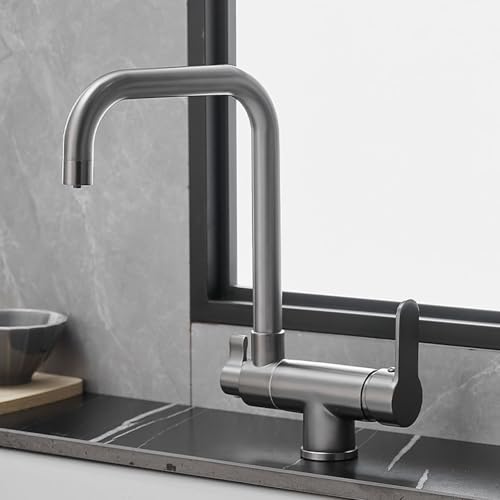 Grifo de Cocina Fregadero de 3 Vias Plegado Latón Grifo Osmosis 3 Vias-Gris