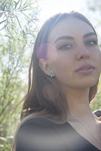 Butterfly Crystal Stud Earrings with Premium Birthstone, Silver-Tone4