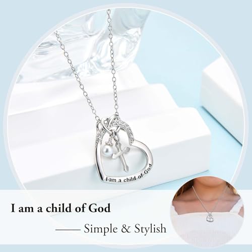 I Am a Child of God Cross Necklace Gifts for Girls Baptism First Communion Confirmation Easter Basket Stuffers Trendy Stuff Birthday Christmas Valentines Jewelry Gifts for Little Girls Teens2