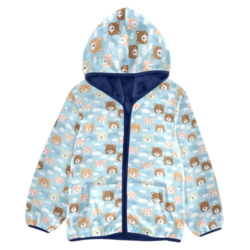 Cute Bear Boys Fleece Coat,Children's Zip-Up Hoodie Jacket,Baby Warm Fashion Outerwear 3-10T,A113443