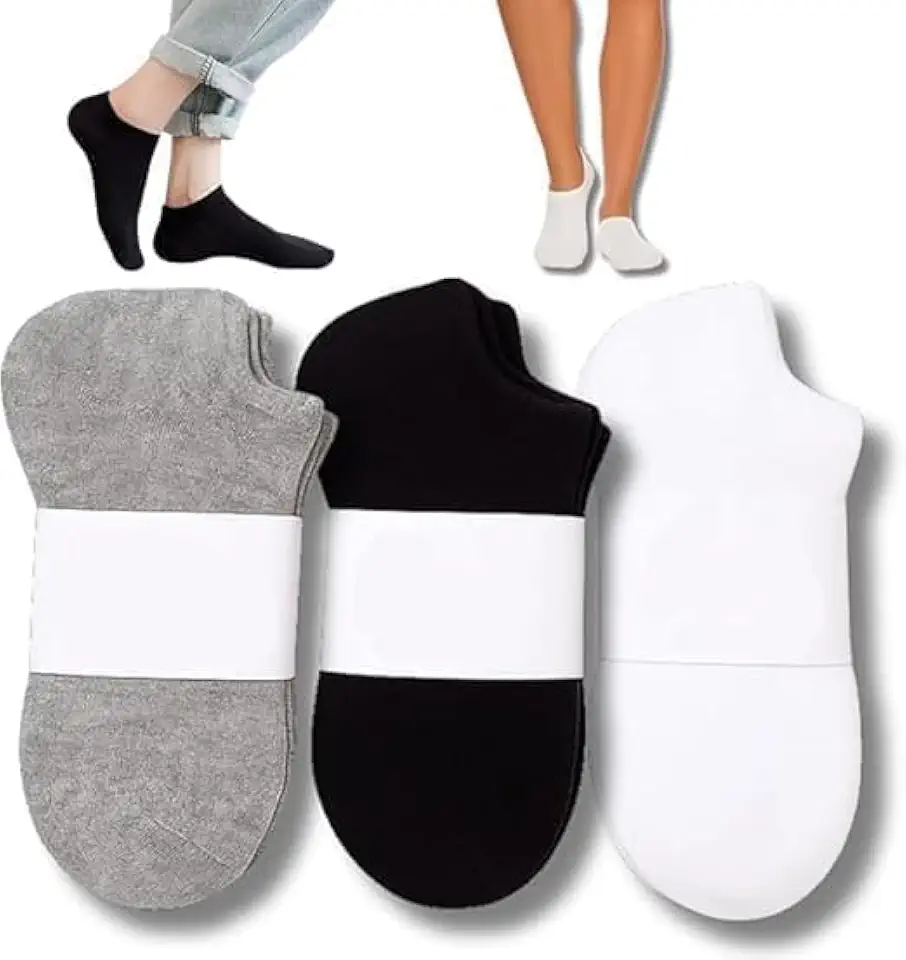 Kit 12 Pares de Meias Soquete Unissex, Algodão com Elastano e poliesster, Cano Curto, Cores Branca, Preta e Cinza, Confortável e Ótimo Ajuste
