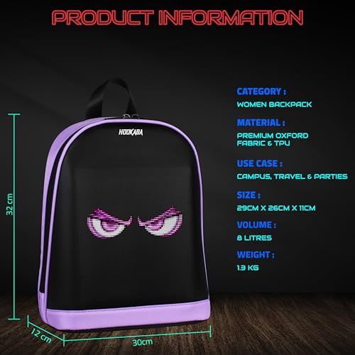 Image of Hookaba Bold Bling LED Backpack For Kids 8L | Smart Display Bag | With Programmable Screen, App Control & Water Resistant | Unisex Daypack For School, College, Travel | For Boys & Girls