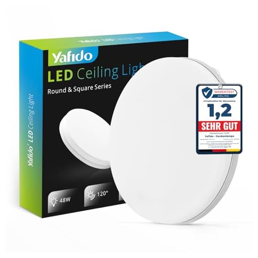 Yafido LED Deckenlampe Ultra Slim 48W 4320Lm UFO LED Panel 6500K Kaltweiß LED Deckenleuchte für Wohnzimmer Schlafzimmer Flur Büro Küche Küche Balkon und Esszimmer Nicht-dimmbar Ø30 cm
