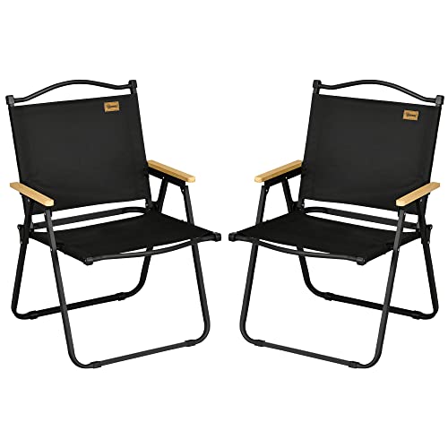 Outsunny Lot de 2 chaises de Camping Chaise de pêche Pliante - Tissu Oxford et Structure Acier - 54 x 59 x 78 cm - Noir