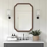 HOMECOOKIN Wood Bathroom Mirrors for Wall Mounted, 20' x30' Rustic Wood Frame Wall Mirrors Decorative for Living Room or Bedroom Vanity Mirror (Walnut)