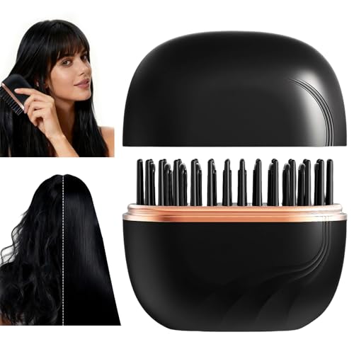 Mini plancha para cabello recargable portátil negro miniatura 1