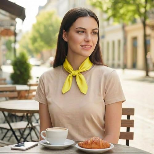 TigerTie Damen Nickituch Chiffon in Gelb Halstuch - zartes Accessoire - 50 x 50 cm